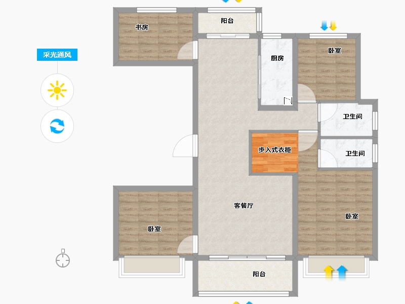 河南省-郑州市-碧桂园象府-116.00-户型库-采光通风