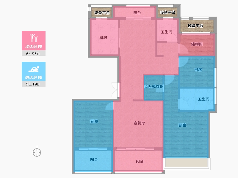 浙江省-绍兴市-万固滨江越珑府-110.00-户型库-动静分区