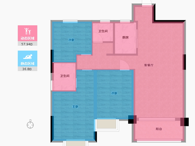 江西省-宜春市-秀江印象-85.16-户型库-动静分区