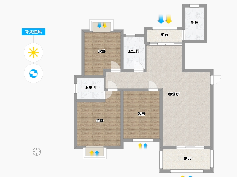 江西省-宜春市-中央城-97.60-户型库-采光通风