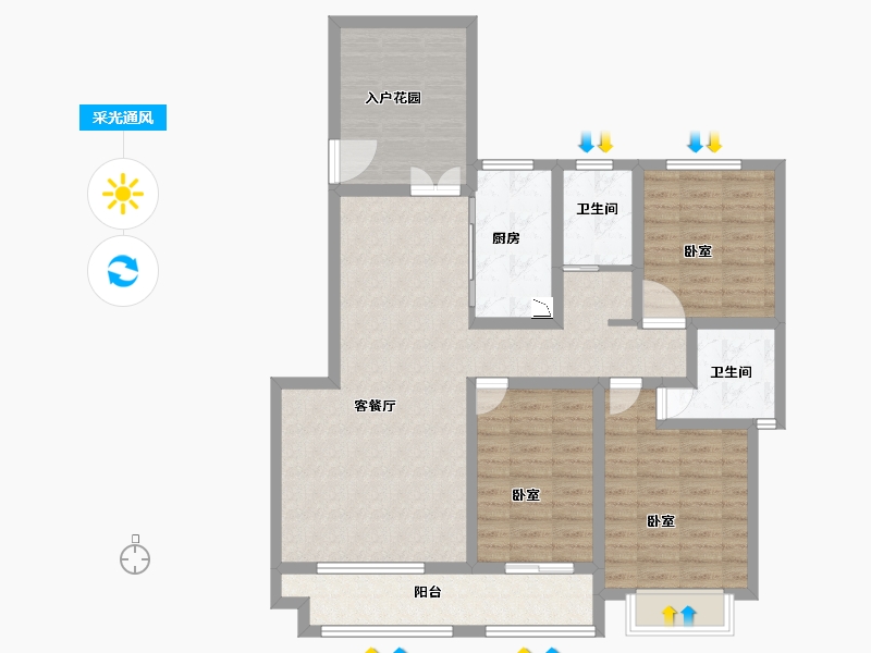 河南省-安阳市-中圣龙栖湾-107.00-户型库-采光通风