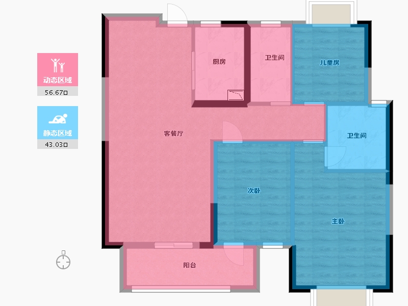 江西省-宜春市-时代春城-89.60-户型库-动静分区