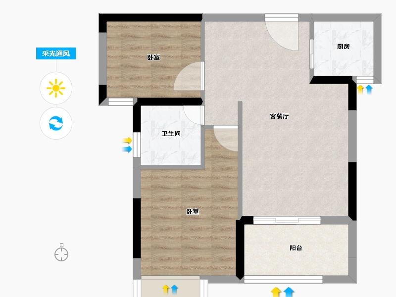 福建省-龙岩市-海伦堡麓璟台-55.85-户型库-采光通风