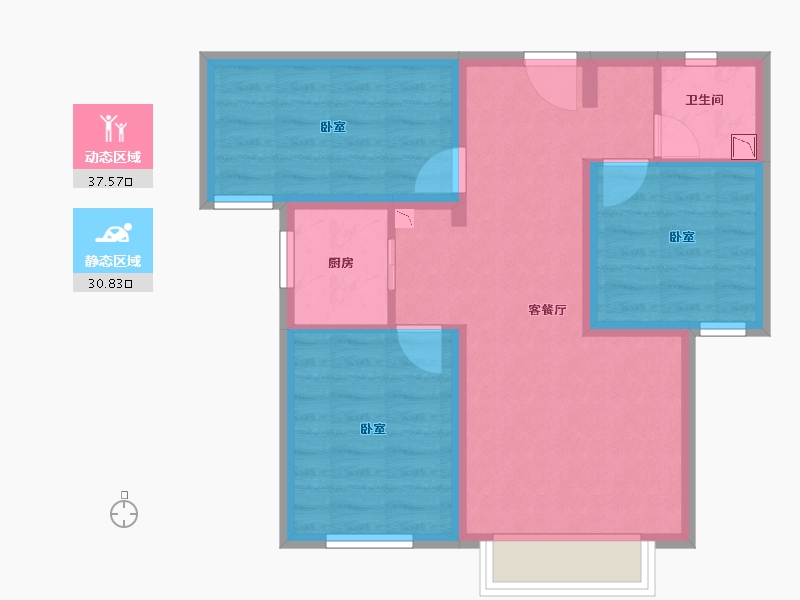 新疆维吾尔自治区-乌鲁木齐市-新铝德源红郡-60.05-户型库-动静分区