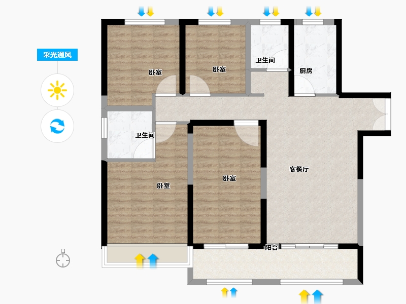 河南省-郑州市-中博城珑誉园-112.01-户型库-采光通风