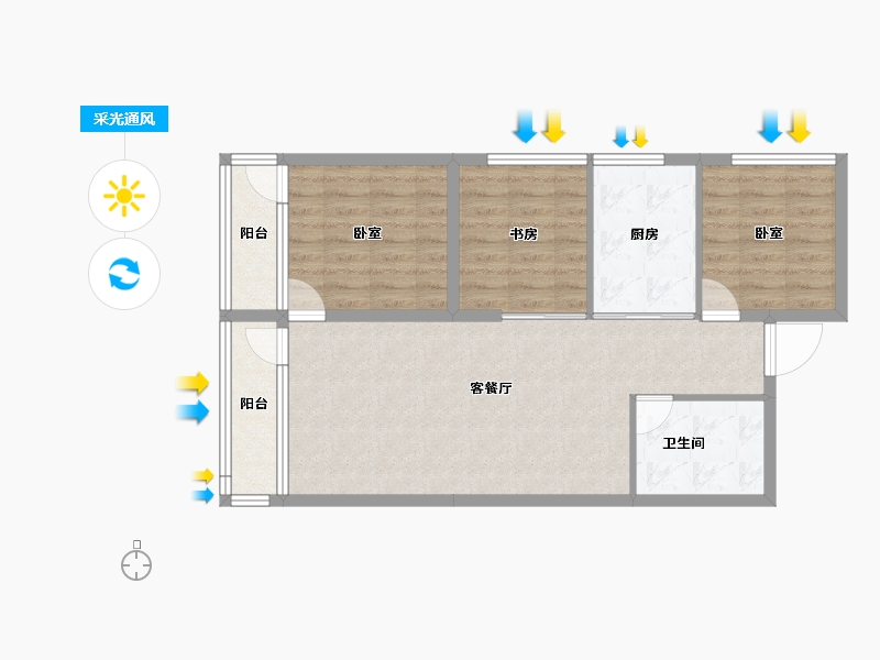 新疆维吾尔自治区-乌鲁木齐市-华创御园-78.69-户型库-采光通风