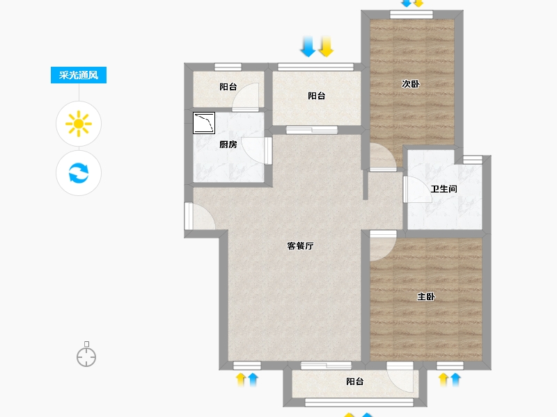 山东省-济南市-诺德名城-69.70-户型库-采光通风