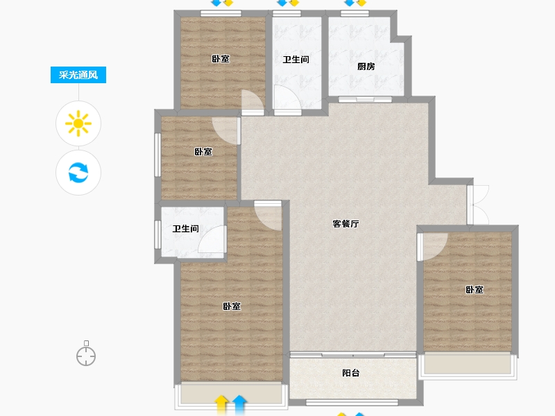 山东省-菏泽市-新洲欧洲城-147.00-户型库-采光通风