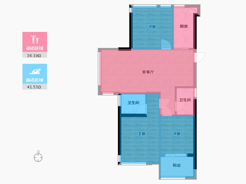 福建省-福州市-世茂·远洋东江湾-70.00-户型库-动静分区