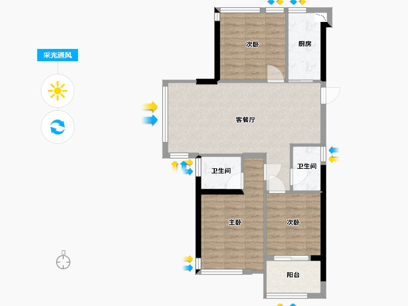 福建省-福州市-世茂·远洋东江湾-70.00-户型库-采光通风