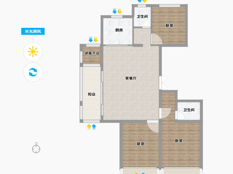 河南省-焦作市-沁阳东方银座-116.77-户型库-采光通风