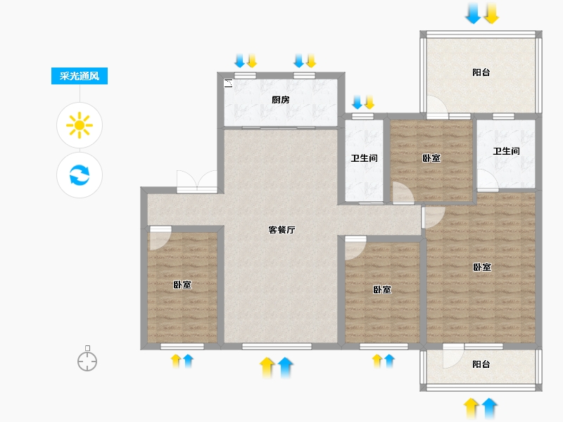 新疆维吾尔自治区-乌鲁木齐市-西府小院-124.41-户型库-采光通风