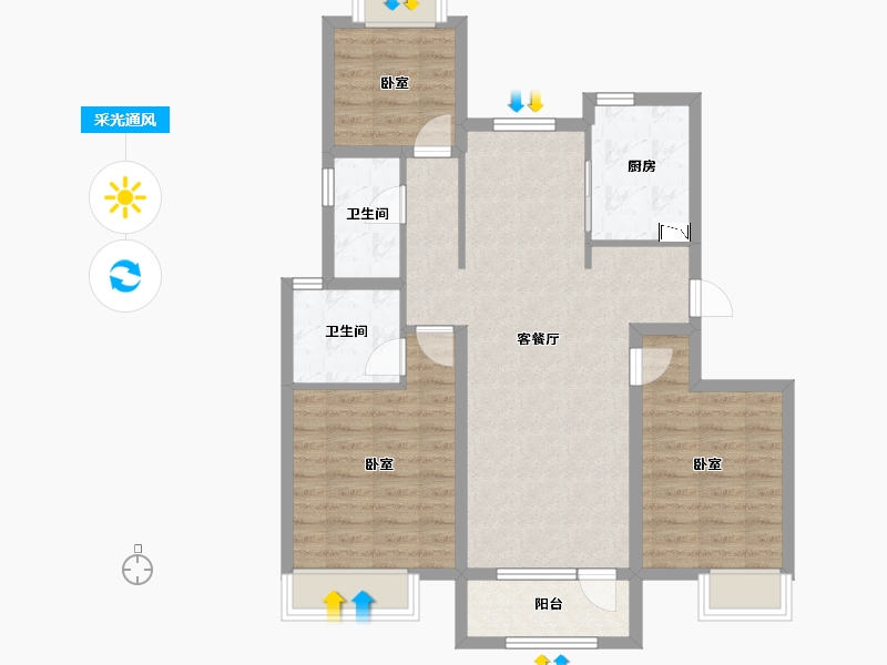 山东省-烟台市-中海锦城-86.00-户型库-采光通风