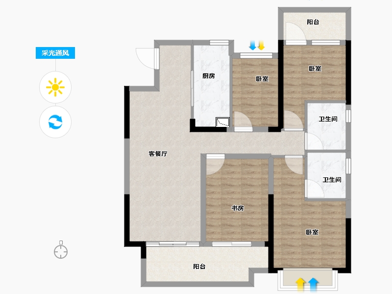 安徽省-合肥市-高速时代御府-106.00-户型库-采光通风