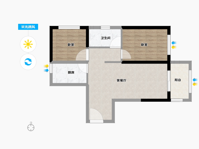 河南省-郑州市-建业盛悦府-62.00-户型库-采光通风