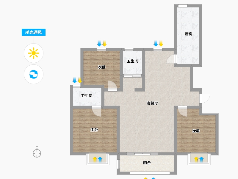 山东省-日照市-上和·海悦府-102.67-户型库-采光通风