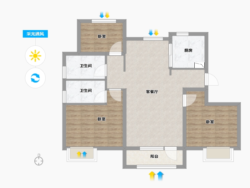 山东省-烟台市-中海锦城-86.00-户型库-采光通风