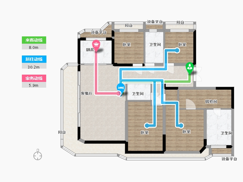 浙江省-绍兴市-金昌白鹭凤林-148.00-户型库-动静线