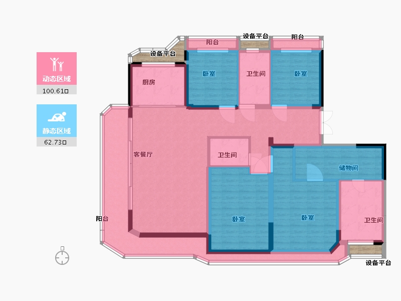 浙江省-绍兴市-金昌白鹭凤林-148.00-户型库-动静分区