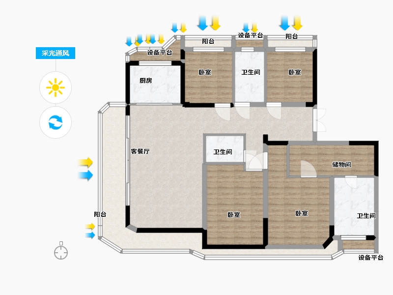 浙江省-绍兴市-金昌白鹭凤林-148.00-户型库-采光通风