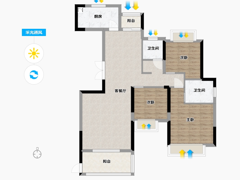 江西省-宜春市-上高壹号院-100.80-户型库-采光通风