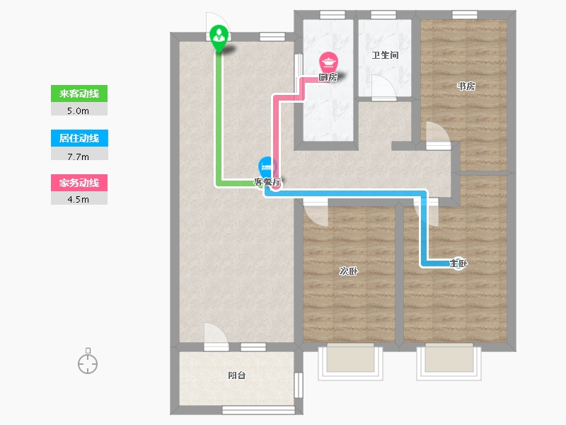 山东省-青岛市-恒源上城御府二期-85.70-户型库-动静线