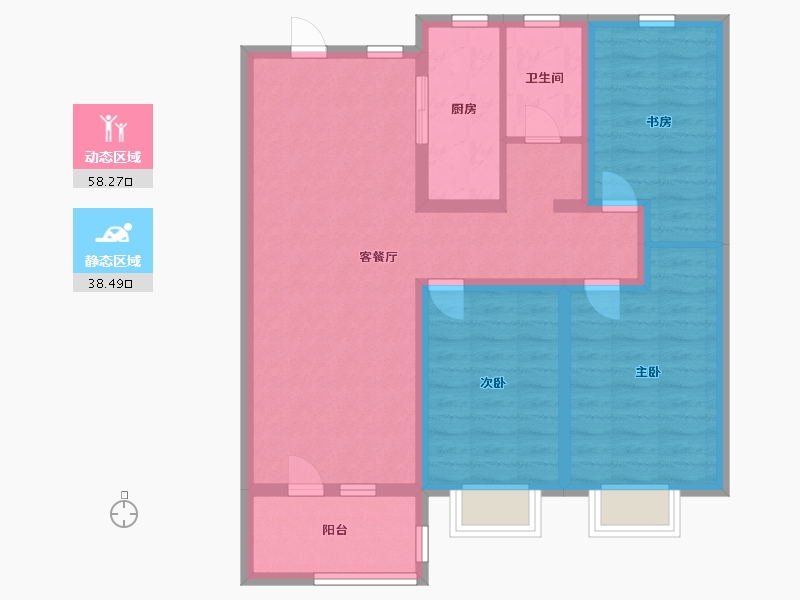 山东省-青岛市-恒源上城御府二期-85.70-户型库-动静分区