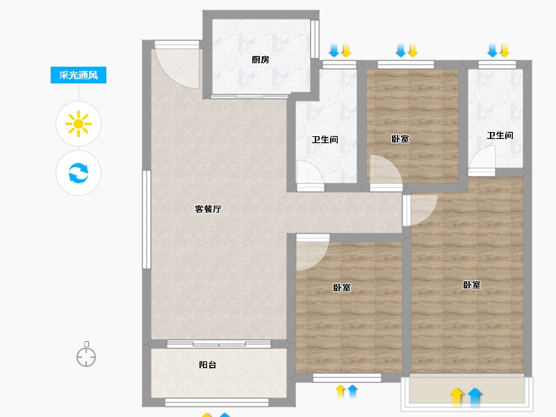 山东省-菏泽市-中达尚城一品-93.00-户型库-采光通风