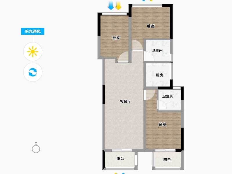 河南省-郑州市-大正•水晶森林-90.00-户型库-采光通风