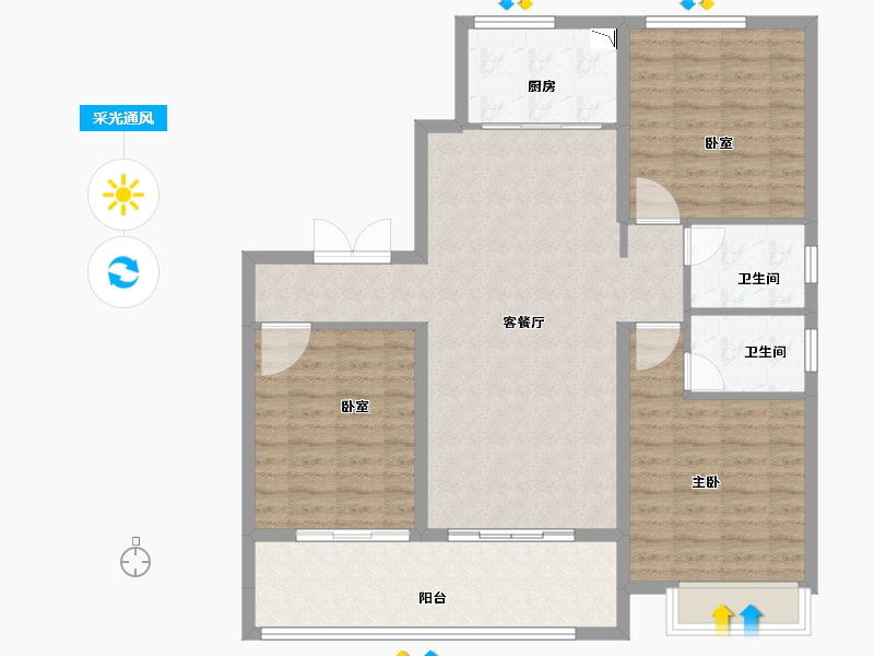 河南省-洛阳市-湖滨美院-106.25-户型库-采光通风