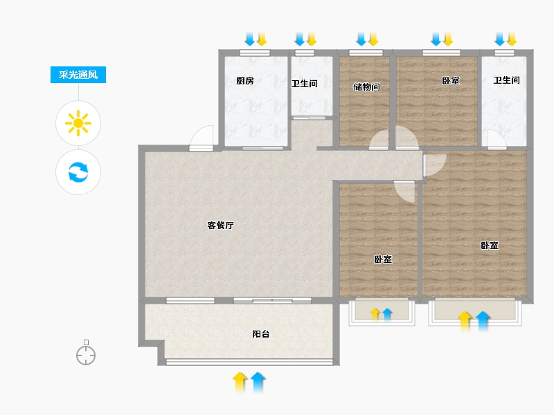 河南省-郑州市-碧桂园象府-138.00-户型库-采光通风