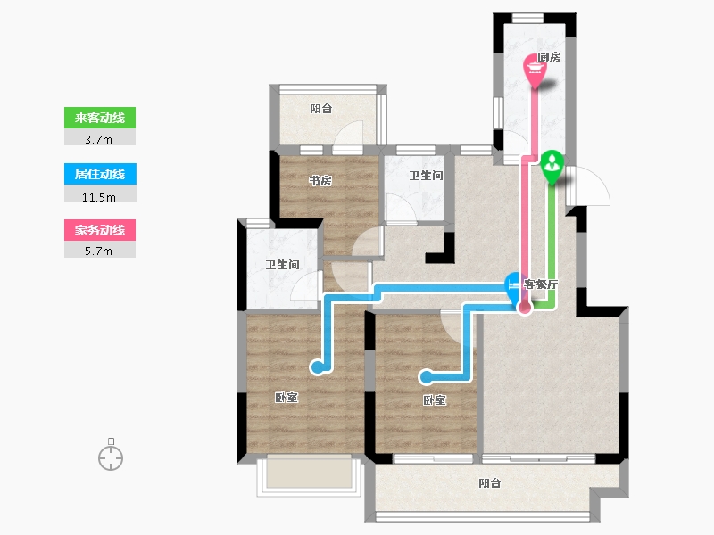 河南省-郑州市-坤达江山筑-78.00-户型库-动静线