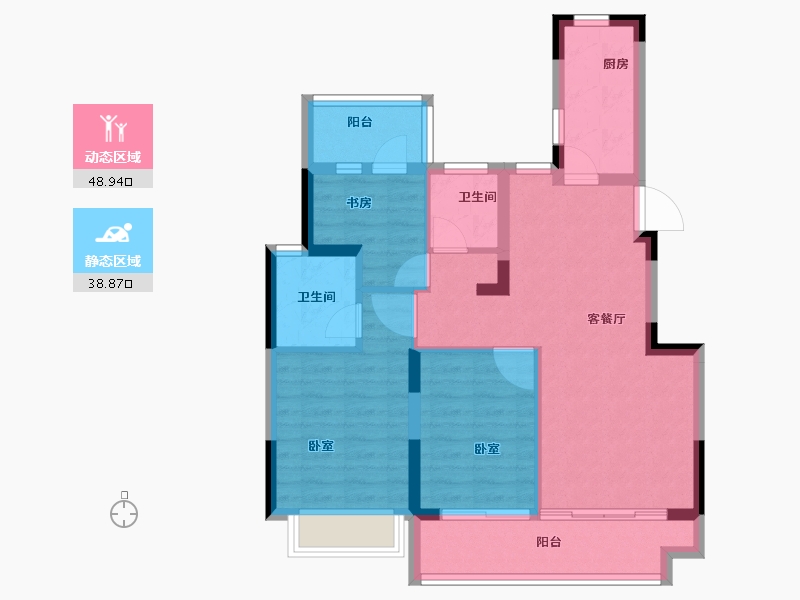 河南省-郑州市-坤达江山筑-78.00-户型库-动静分区