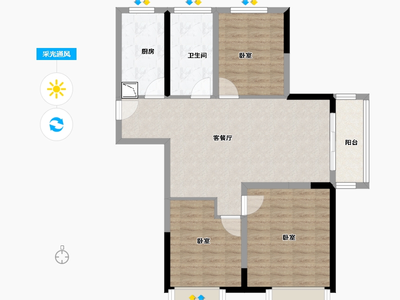 河南省-郑州市-亚新美好天境-84.00-户型库-采光通风