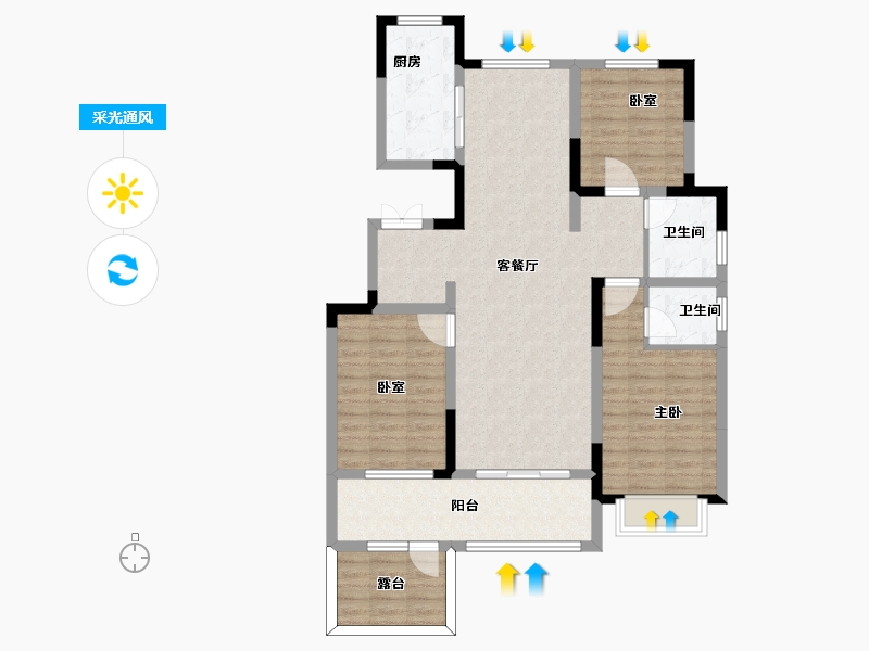 山东省-枣庄市-长泰·西沙左岸-104.73-户型库-采光通风