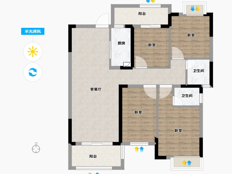 福建省-泉州市-隆盛世纪名居-101.95-户型库-采光通风