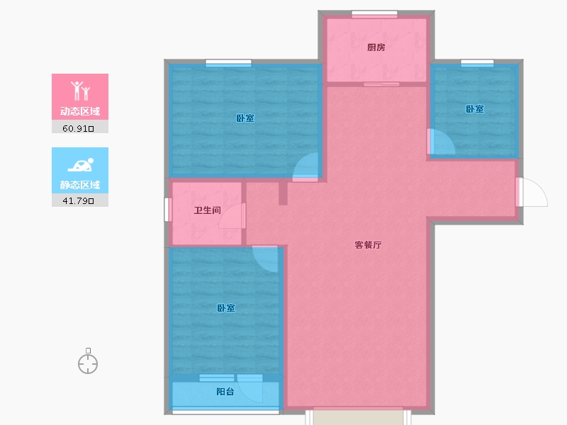 新疆维吾尔自治区-乌鲁木齐市-新铝德源红郡-92.40-户型库-动静分区