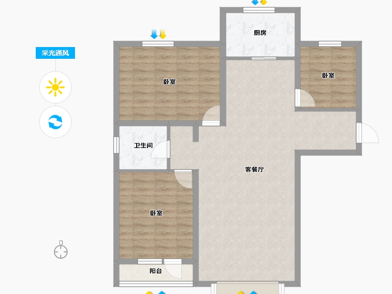 新疆维吾尔自治区-乌鲁木齐市-新铝德源红郡-92.40-户型库-采光通风