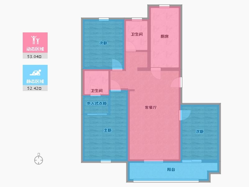 山东省-日照市-教授花园IV期碧山临海-93.41-户型库-动静分区