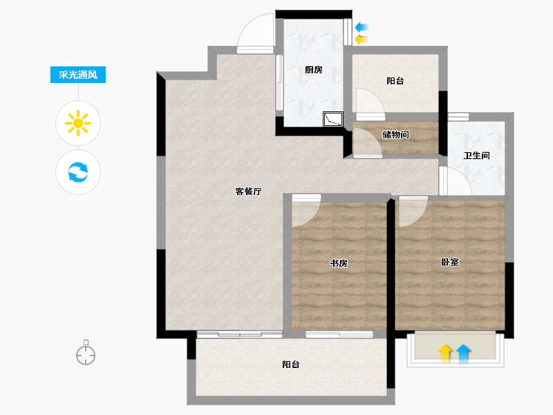 安徽省-合肥市-高速时代御府-83.00-户型库-采光通风