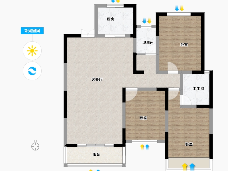 河南省-焦作市-金山东方花园-109.71-户型库-采光通风