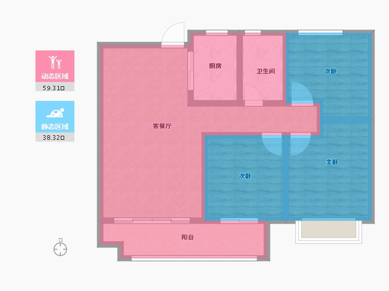 河南省-洛阳市-华芳福昌郡-86.98-户型库-动静分区