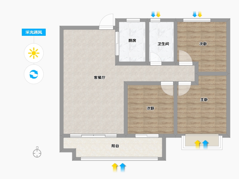 河南省-洛阳市-华芳福昌郡-86.98-户型库-采光通风