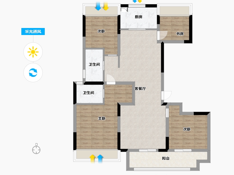 江西省-宜春市-翼天·大观天地-100.80-户型库-采光通风