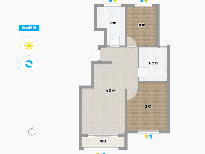 山东省-烟台市-侯至府-71.00-户型库-采光通风