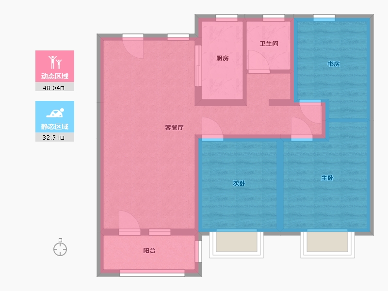 山东省-青岛市-恒源上城御府二期-70.79-户型库-动静分区