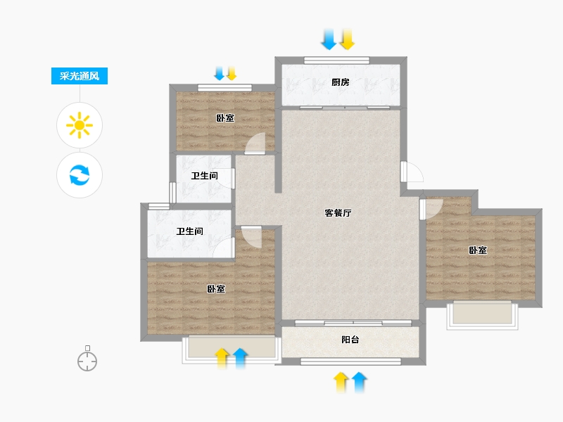 山东省-聊城市-祥泰万和城-103.00-户型库-采光通风