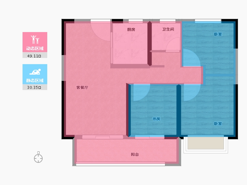 河南省-郑州市-坤达江山筑-71.00-户型库-动静分区