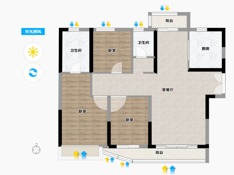 河南省-郑州市-星联·岚溪府-97.72-户型库-采光通风