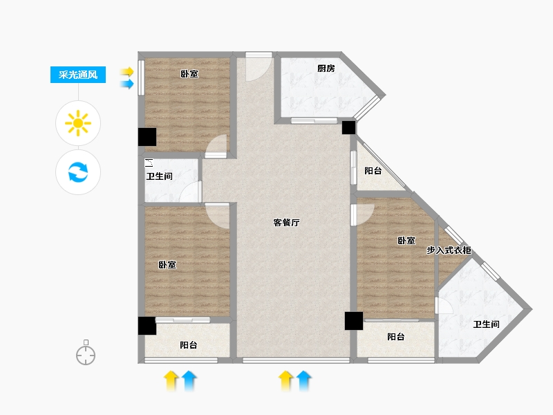 福建省-漳州市-宏都·尚城-124.00-户型库-采光通风